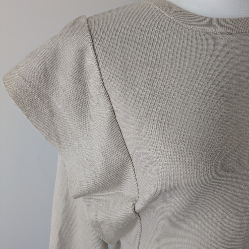 Beige Ruffle Sleeve Sweater - Picture 2 of 5